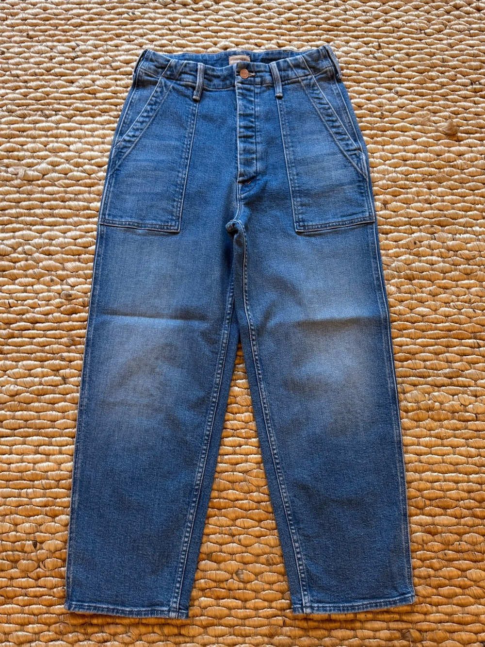 MOTHER The Patch Pocket Private Flood Jeans in Flag Me Down size 26